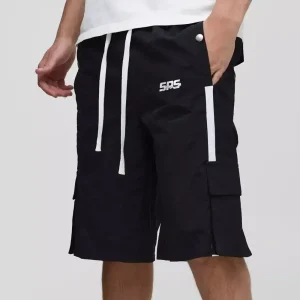 Plus Loose Fit Cargo Acid Wash Jersey Shorts