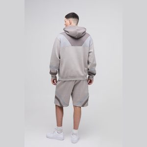 Oversized Worldwide Cross Zip Hooded Short Tracksuit