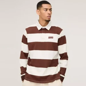 Oversized Boxy Pinstripe Revere Polo