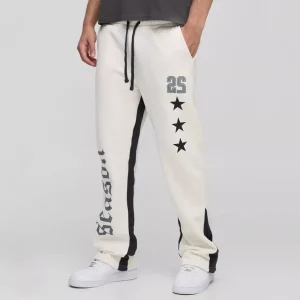 Wide Leg Worldwide Embroidered Joggers