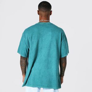 Oversized Extended Neck Over The Seam Gothic Back Print T-shirt