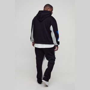 Oversized Boxy Official Tonal Print Zip Hooded Tracksuit
