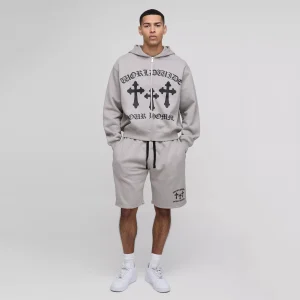 Regular Fit Man Graphic Flared Stacked Hooded Tracksuit