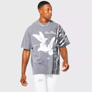 Oversized Washed Wyoming Print T-shirt